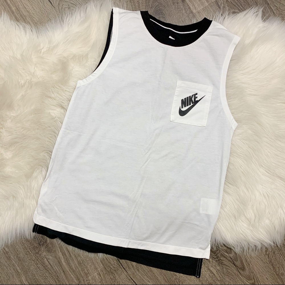Nike Colorblock Muscle Tank Top Black & White XS